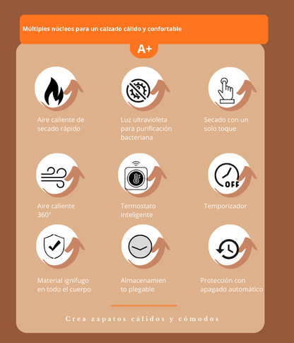 SecaPaso Pro – Secador Eléctrico de Zapatos y Botas 42 °C con UV